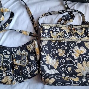 Vera Bradley SET, two purses, black and yellow